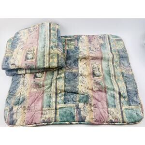 Set Croscill Vintage 1980’s Pastel Watercolor Pillow Shams Pink Green Geometric